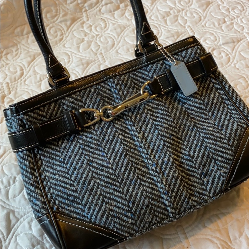 Coach Blue/Black Tweed Handbag [authentic]